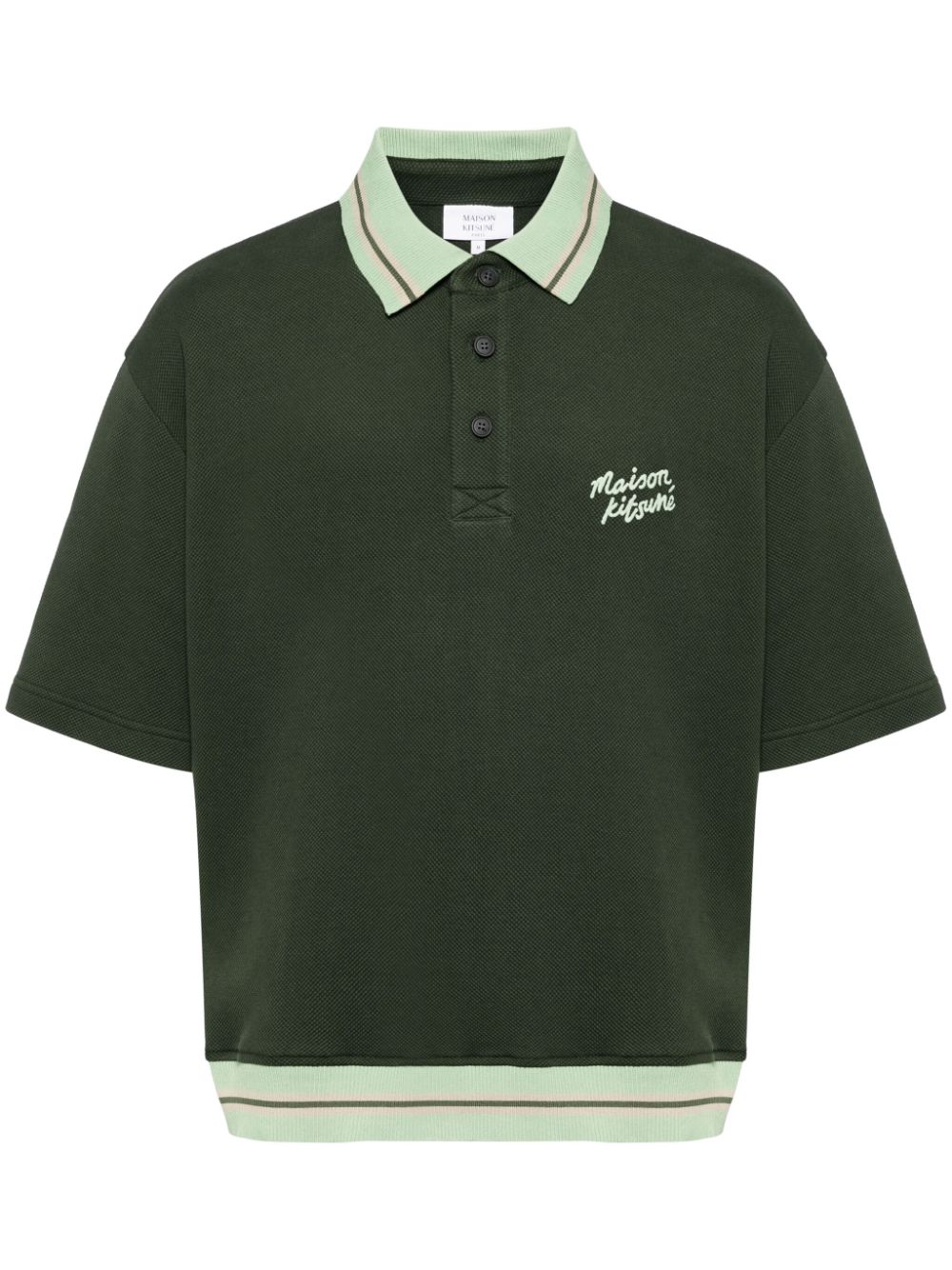 Maison-Kitsune Maison Kitsuné Embroidered Logo Polo Shirt Green Men T-Shirts