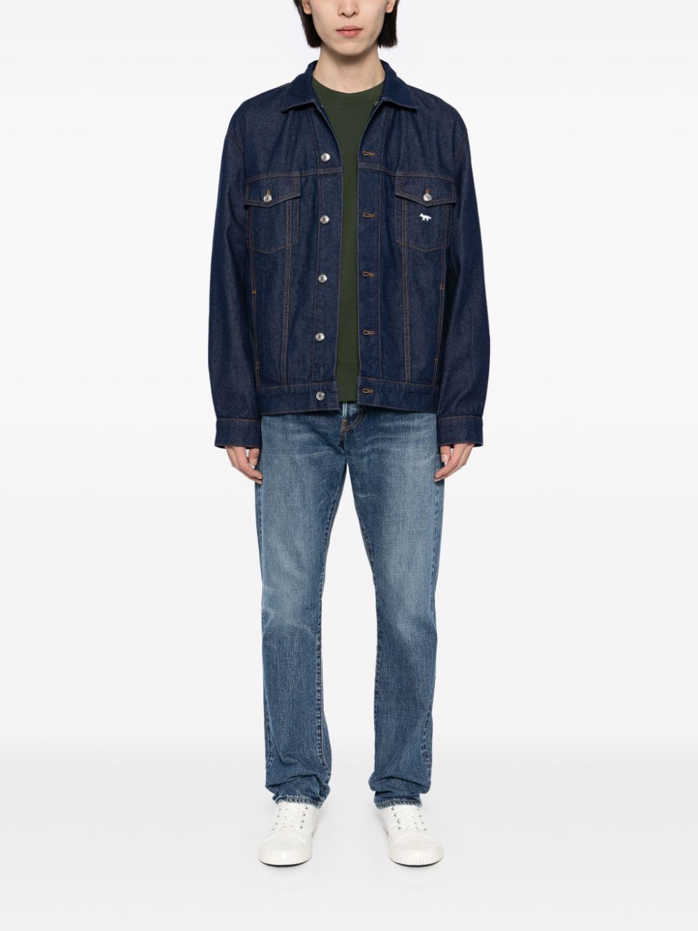Maison-Kitsune Maison Kitsuné Trucker Jacket Blue Men Denim Jackets