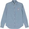 Men Shirts Maison-Kitsune Maison Kitsuné Fox Head-patch Cotton Shirt Blue