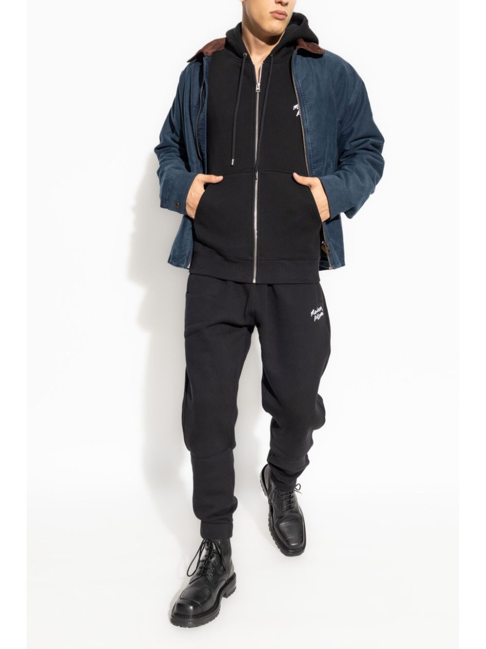 Maison-Kitsune Sweatpants Men Maison Kitsuné logo-print Cotton Track Pants Black