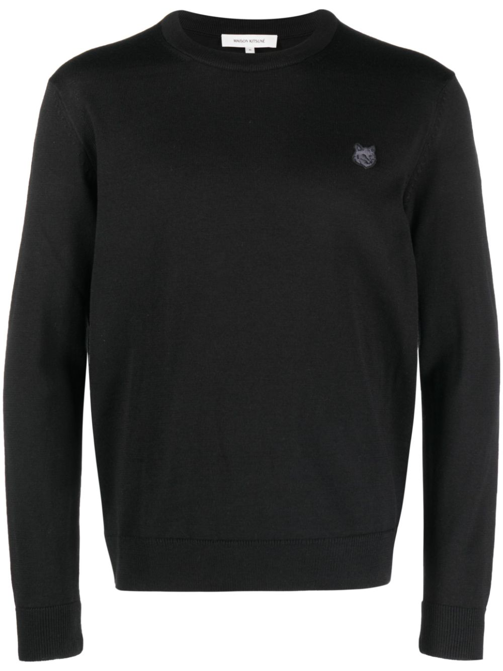 Maison Kitsuné logo-appliqué crew-neck Sweatshirt Black Men Sweatshirts Maison-Kitsune