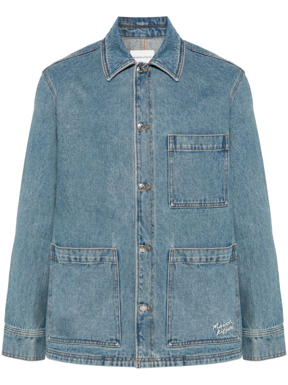 Maison Kitsuné spread-collar Denim Jacdket Blue Maison-Kitsune Men Denim Jackets