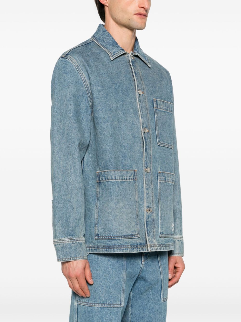 Maison Kitsuné spread-collar Denim Jacdket Blue Maison-Kitsune Men Denim Jackets
