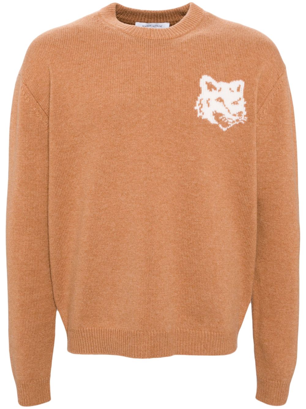 Maison-Kitsune Knitted Sweaters Men Maison Kitsuné Fox Head Intarsia Jumper Neutrals