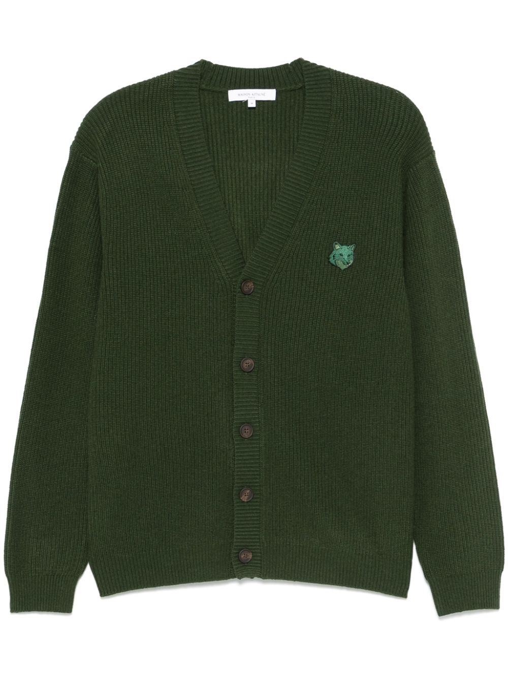 Maison Kitsuné Fox-patch Cardigan Green Maison-Kitsune Men Cardigans