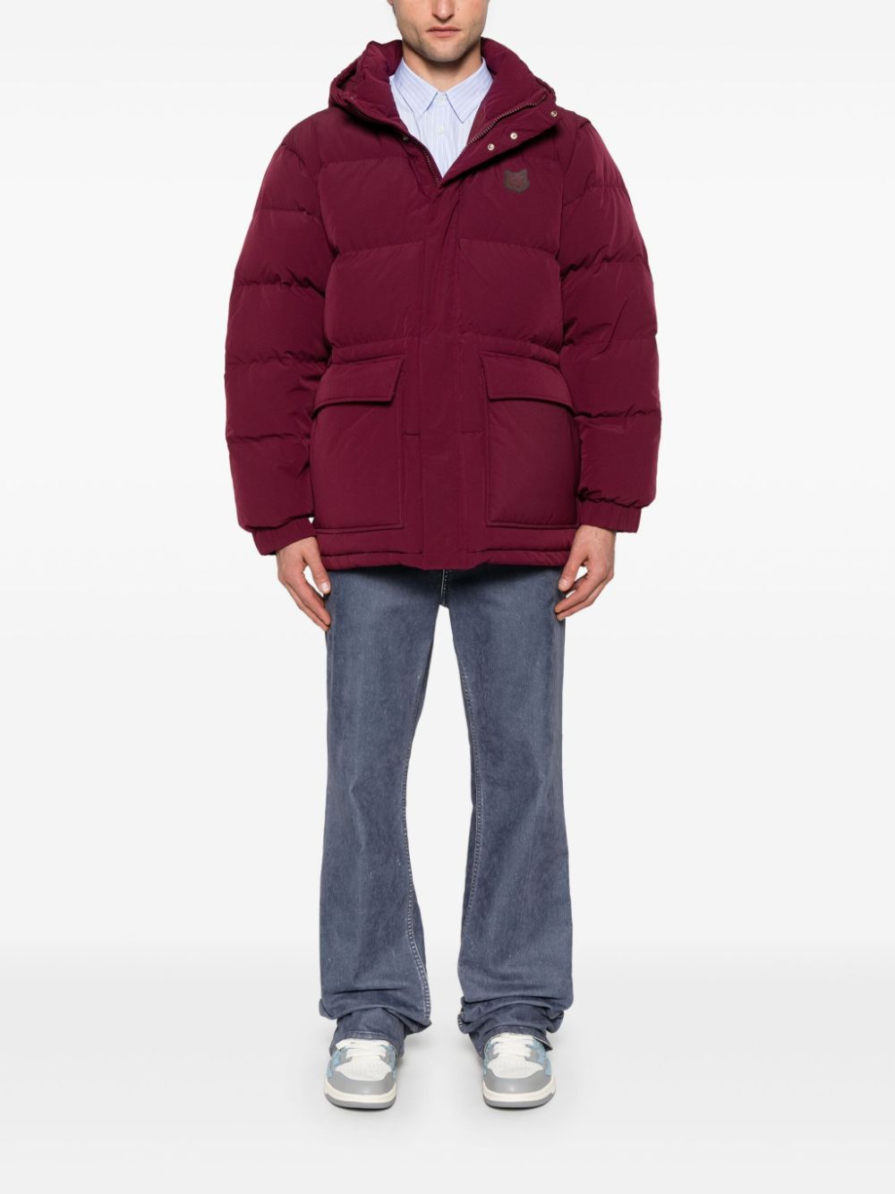 Maison Kitsuné Hooded Puffer Jacket Red Men Down Jackets Maison-Kitsune