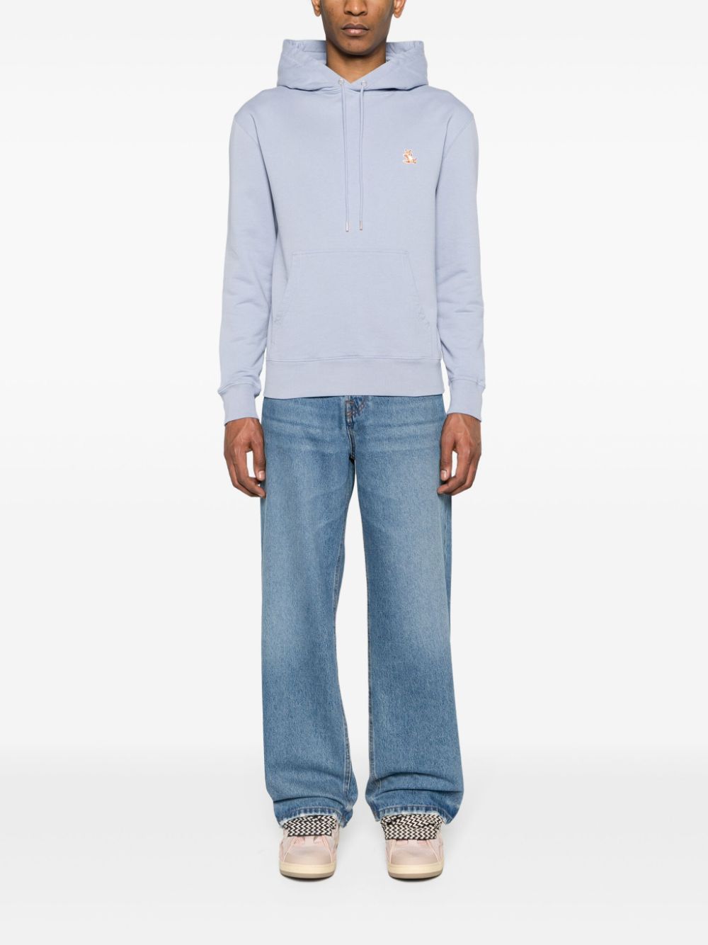 Men Hoodies Maison-Kitsune Maison Kitsuné Chillax Fox-patch Cotton Hoodie Blue