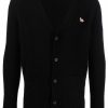 Maison-Kitsune Maison Kitsuné patch-detail Wool Cardigan Black Men Cardigans