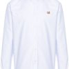 Maison-Kitsune Shirts Men Maison Kitsuné fox-motif Cotton Shirt Blue