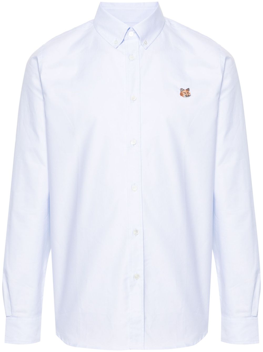Maison-Kitsune Shirts Men Maison Kitsuné fox-motif Cotton Shirt Blue