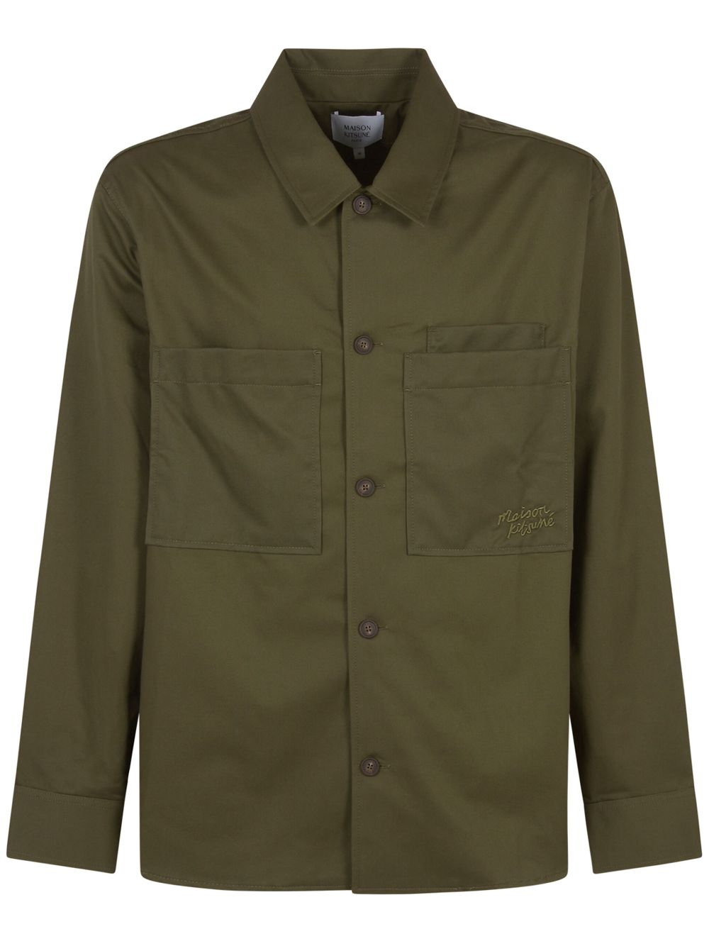 Maison Kitsuné embroidered-logo Shirt Green Maison-Kitsune Men Shirts