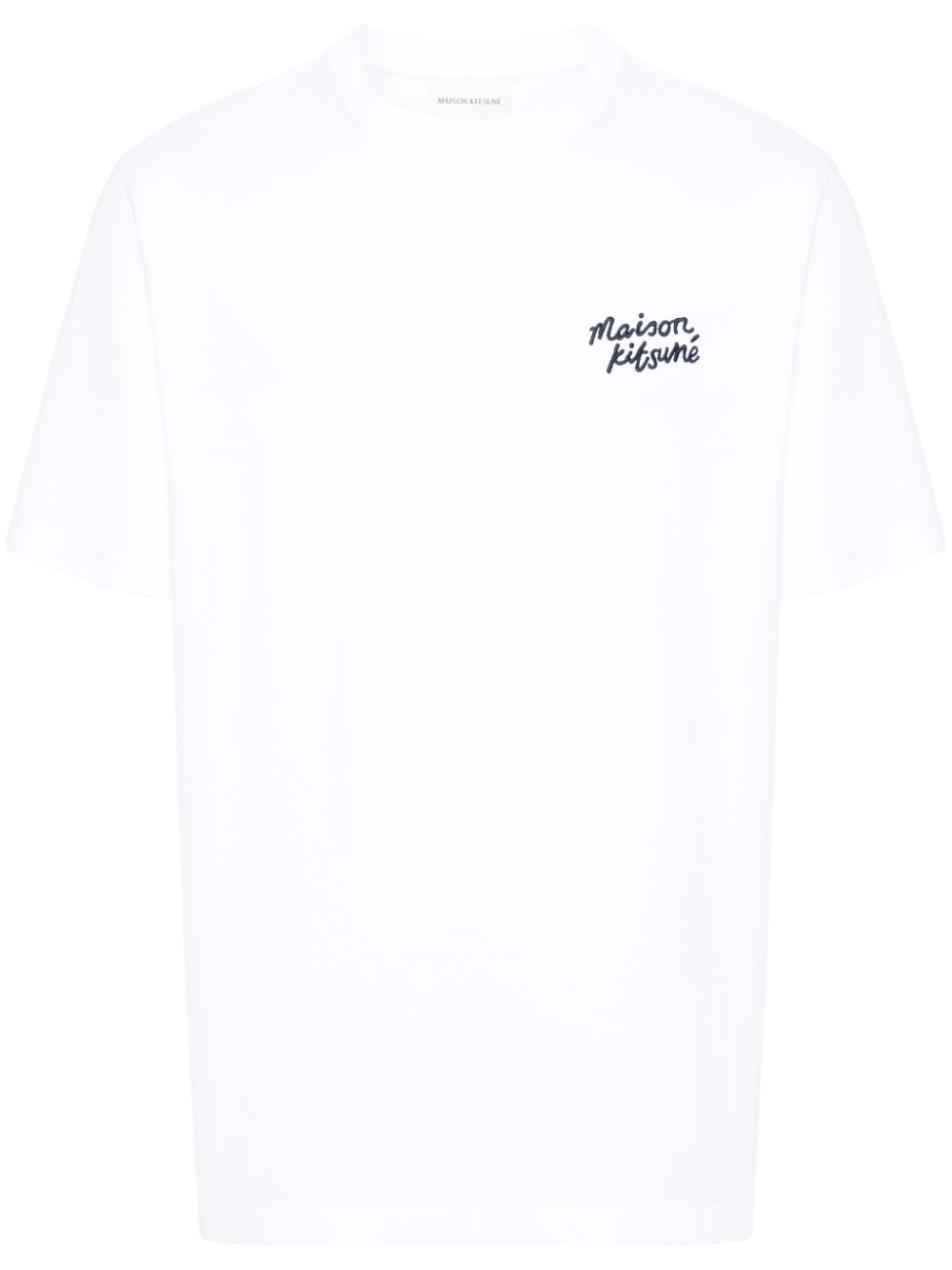 Men T-Shirts Maison-Kitsune Maison Kitsuné embroidered-logo Cotton T-shirt White