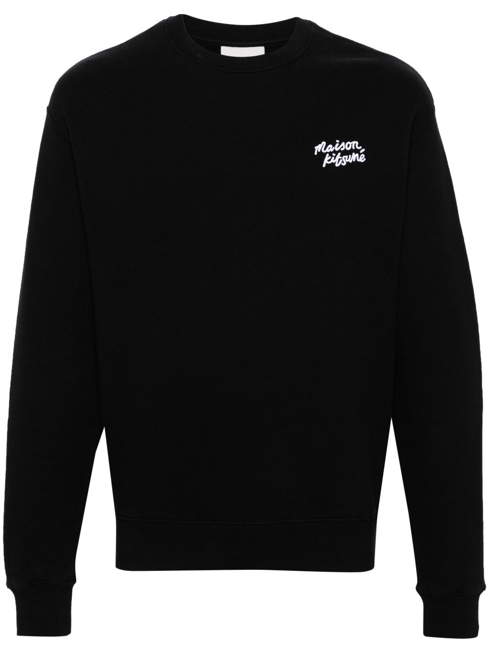Maison Kitsuné logo-embroidered Cotton Sweatshirt Black Men Sweatshirts Maison-Kitsune