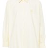 Men Shirts Maison-Kitsune Maison Kitsuné Contour Fox Head-embroidery Cotton Shirt Yellow