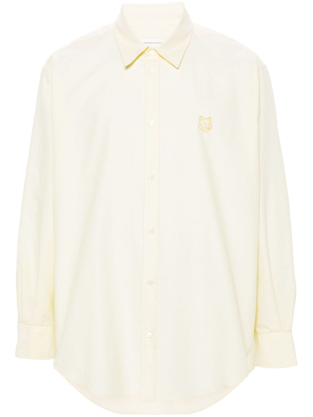 Men Shirts Maison-Kitsune Maison Kitsuné Contour Fox Head-embroidery Cotton Shirt Yellow