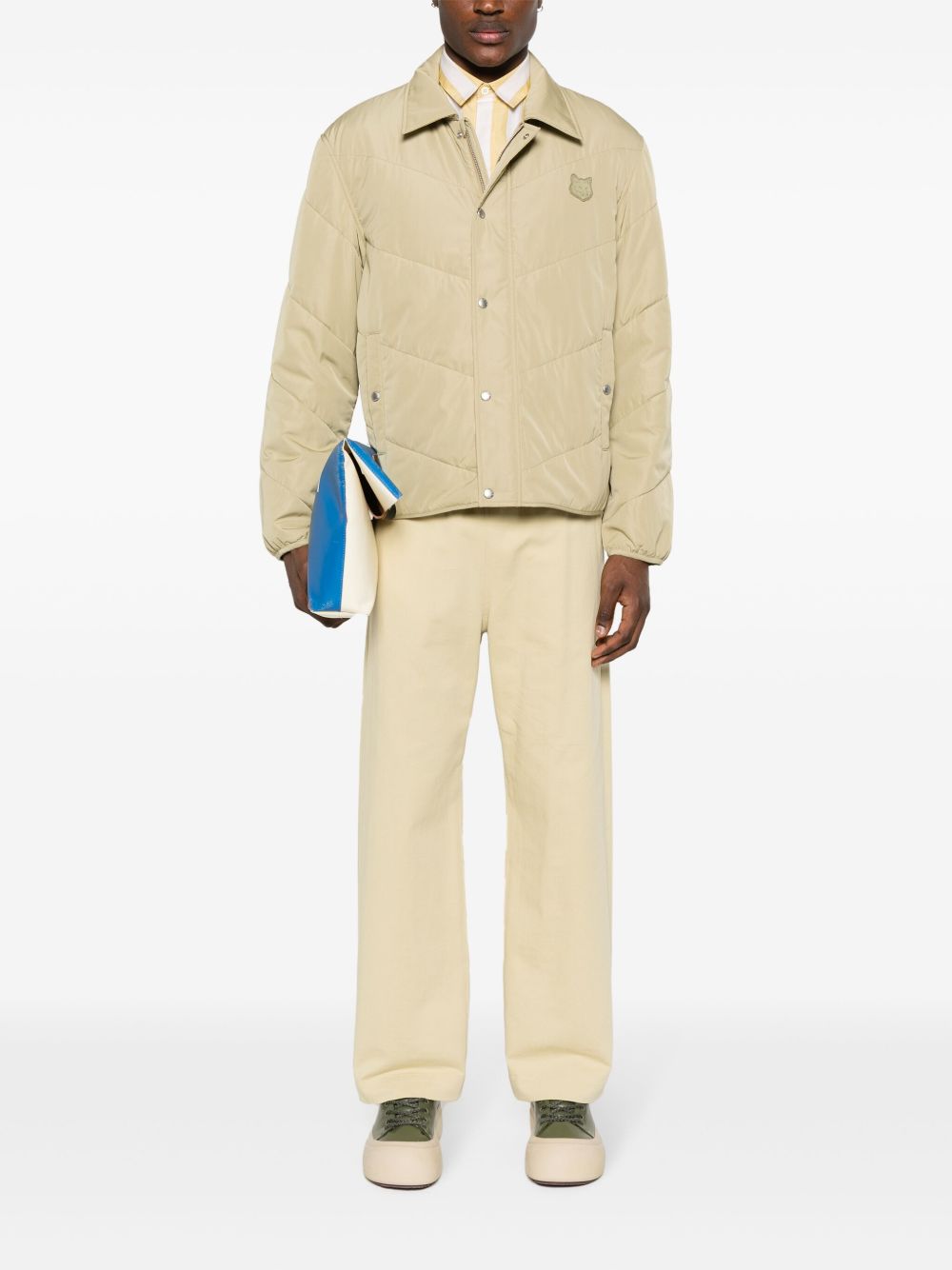 Maison-Kitsune Maison Kitsuné Bold Fox Head Quilted Jacket Neutrals Men Down Jackets