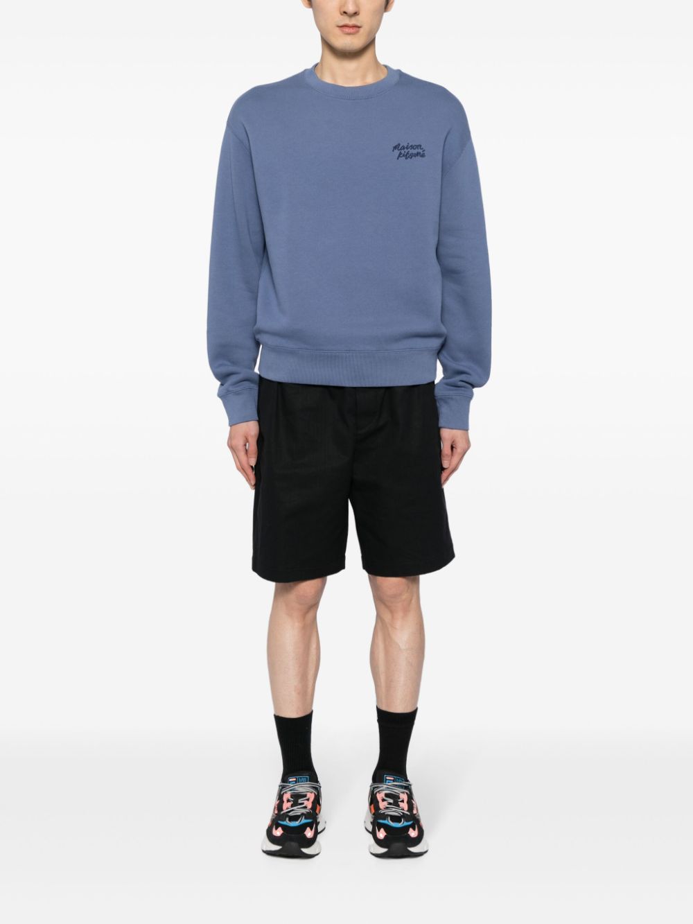 Maison Kitsuné logo-embroidered Sweatshirt Blue Maison-Kitsune Men Sweatshirts