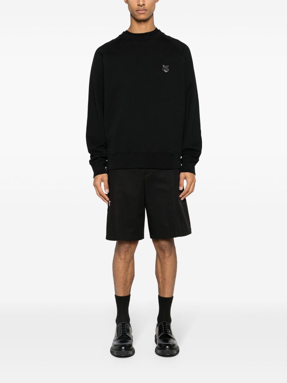 Maison-Kitsune Maison Kitsuné fox-patch Cotton Sweatshirt Black Men Sweatshirts