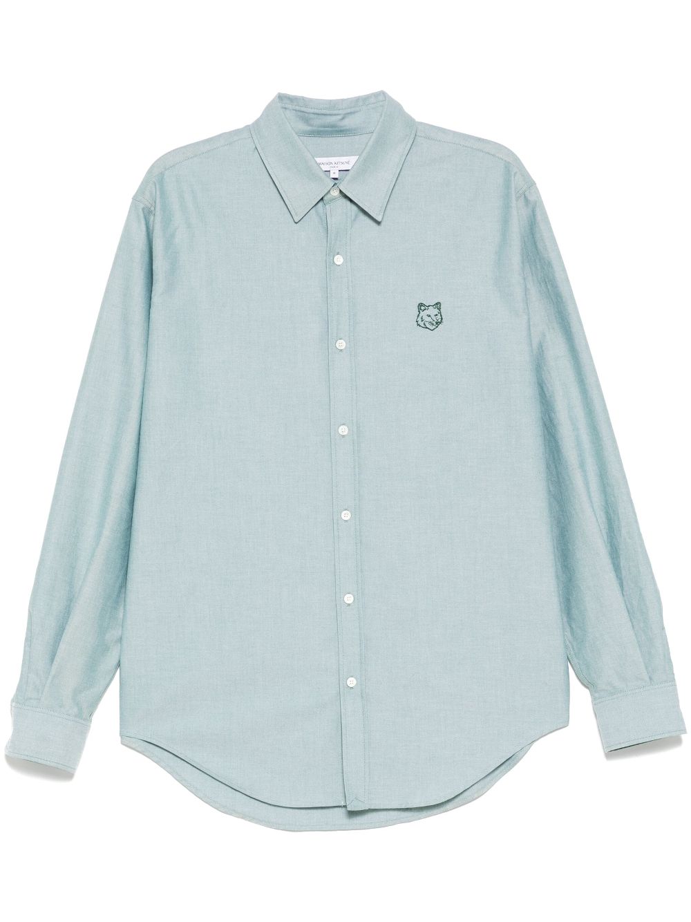 Men Shirts Maison-Kitsune Maison Kitsuné Contour Fox Head Skate Shirt Green