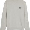 Maison-Kitsune Knitted Sweaters Men Maison Kitsuné roll-neck long-sleeve Wool Jumper Grey