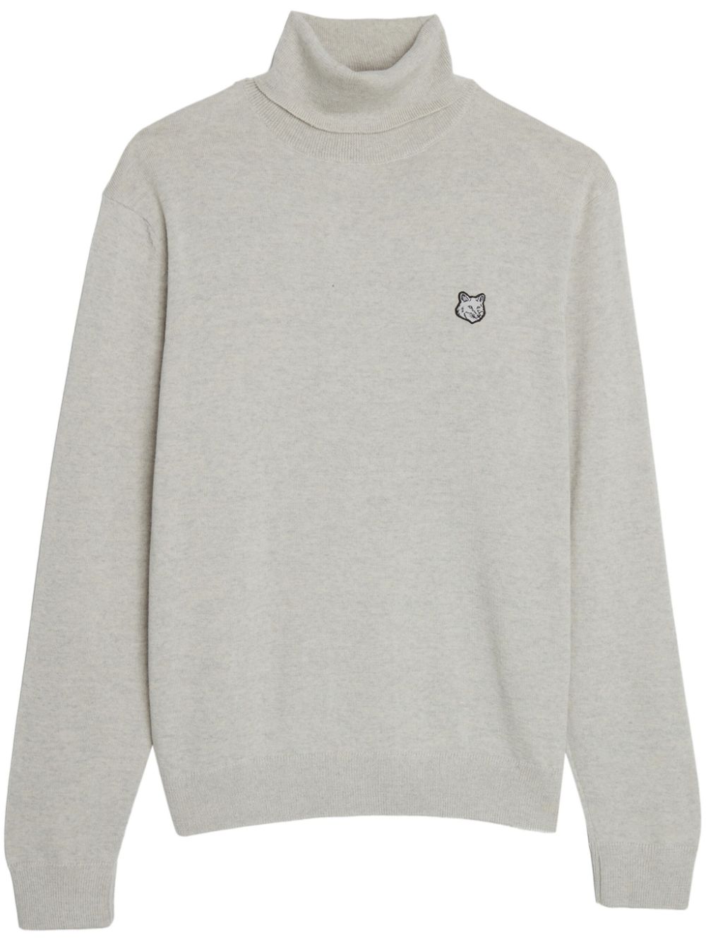 Maison-Kitsune Knitted Sweaters Men Maison Kitsuné roll-neck long-sleeve Wool Jumper Grey