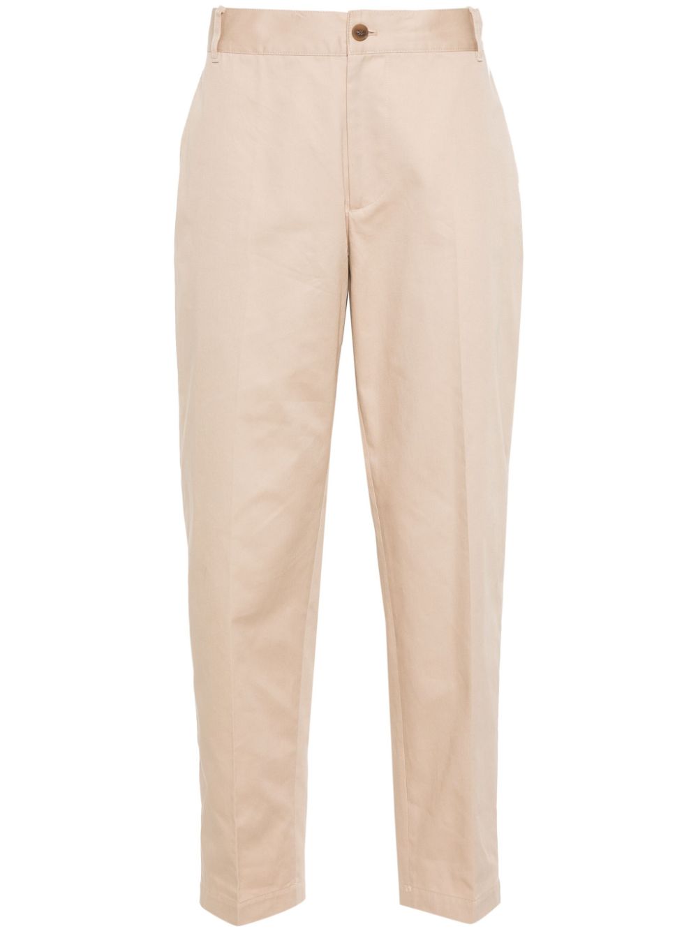 Maison Kitsuné logo-embroidered Cotton Trousers Neutrals Men Tapered Pants Maison-Kitsune