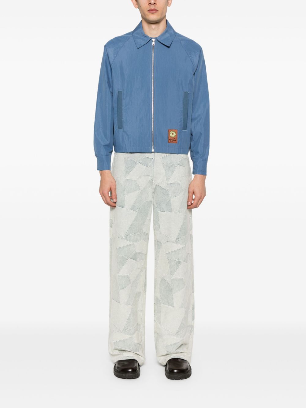 Maison Kitsuné Floating Flower-patch Bomber Jacket Blue Maison-Kitsune Men Bomber Jackets