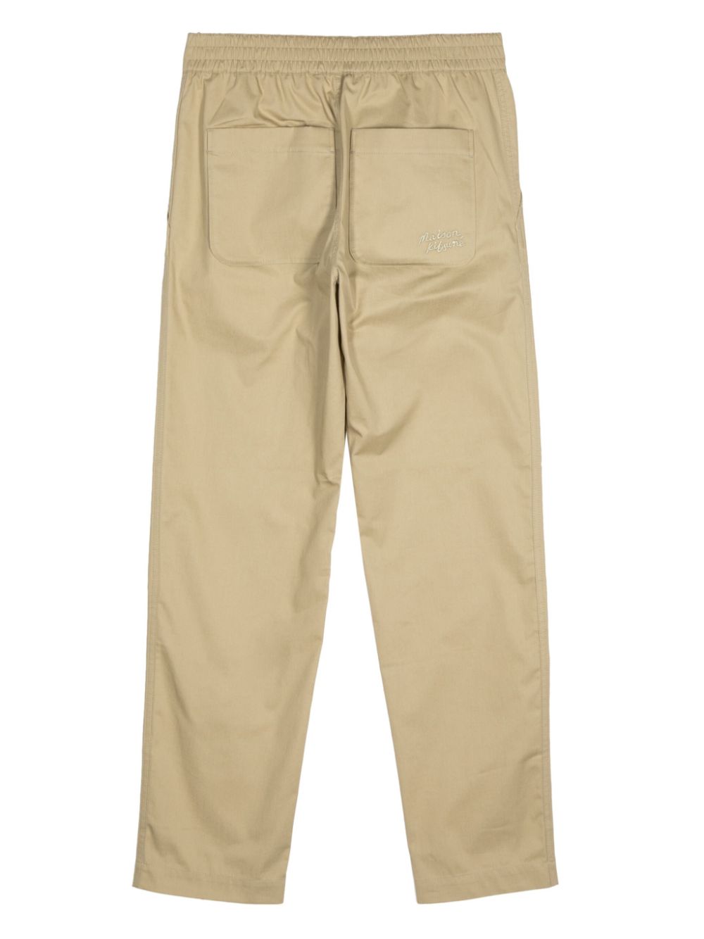 Maison-Kitsune Maison Kitsuné logo-embroidered tapered-leg Trousers Neutrals Men Tapered Pants
