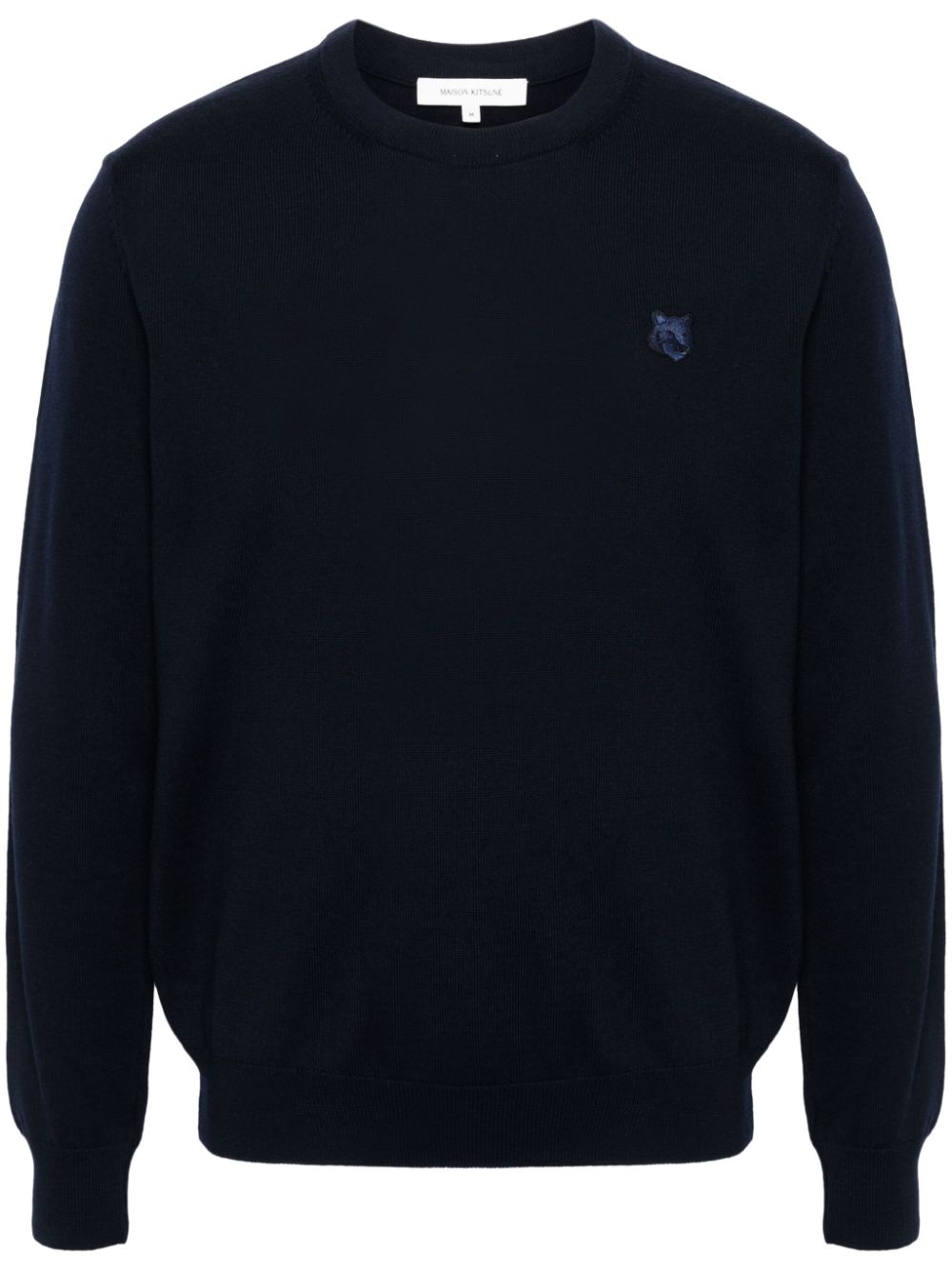 Maison-Kitsune Maison Kitsuné Fox-motif Wool Jumper Blue Men Knitted Sweaters