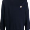 Maison-Kitsune Maison Kitsuné Fox Head Wool Jumper Blue Men Knitted Sweaters