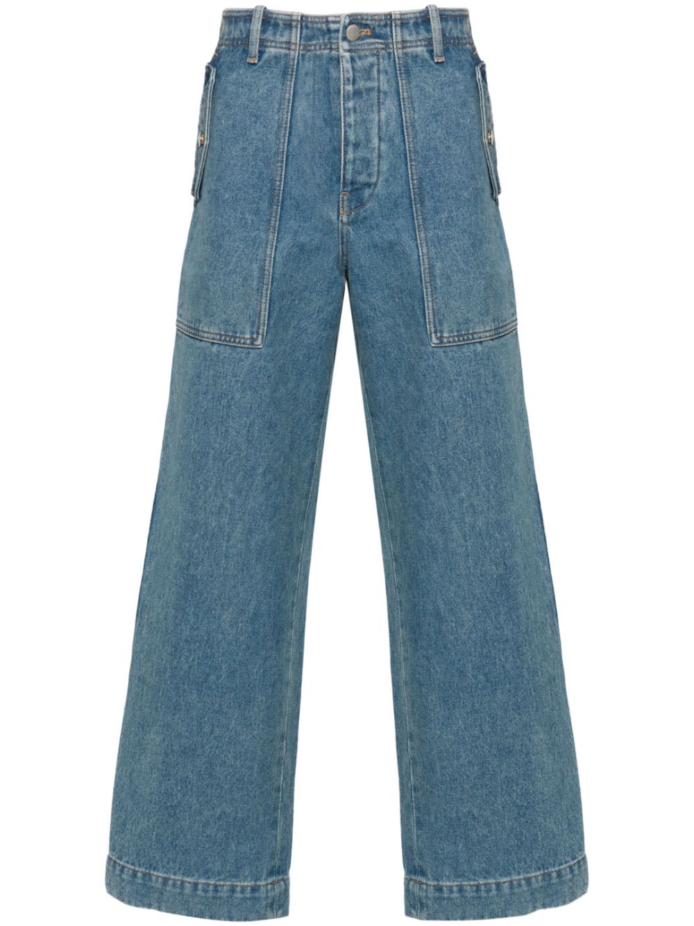Maison-Kitsune Maison Kitsuné low-rise wide-leg Jeans Blue Men Wide-Leg Jeans