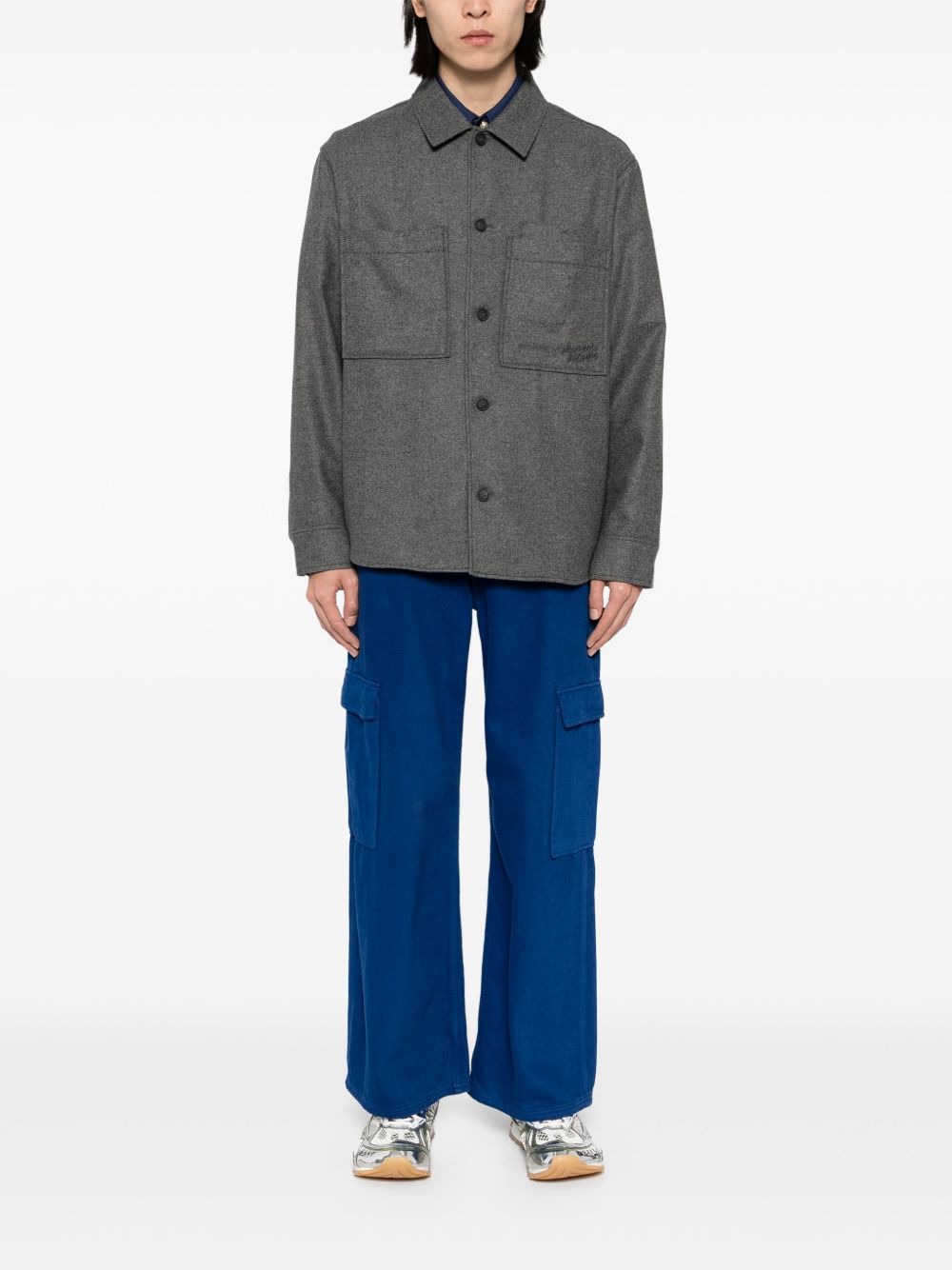 Maison-Kitsune Shirt Jackets Men Maison Kitsuné Flannel Shirt Jacket Grey