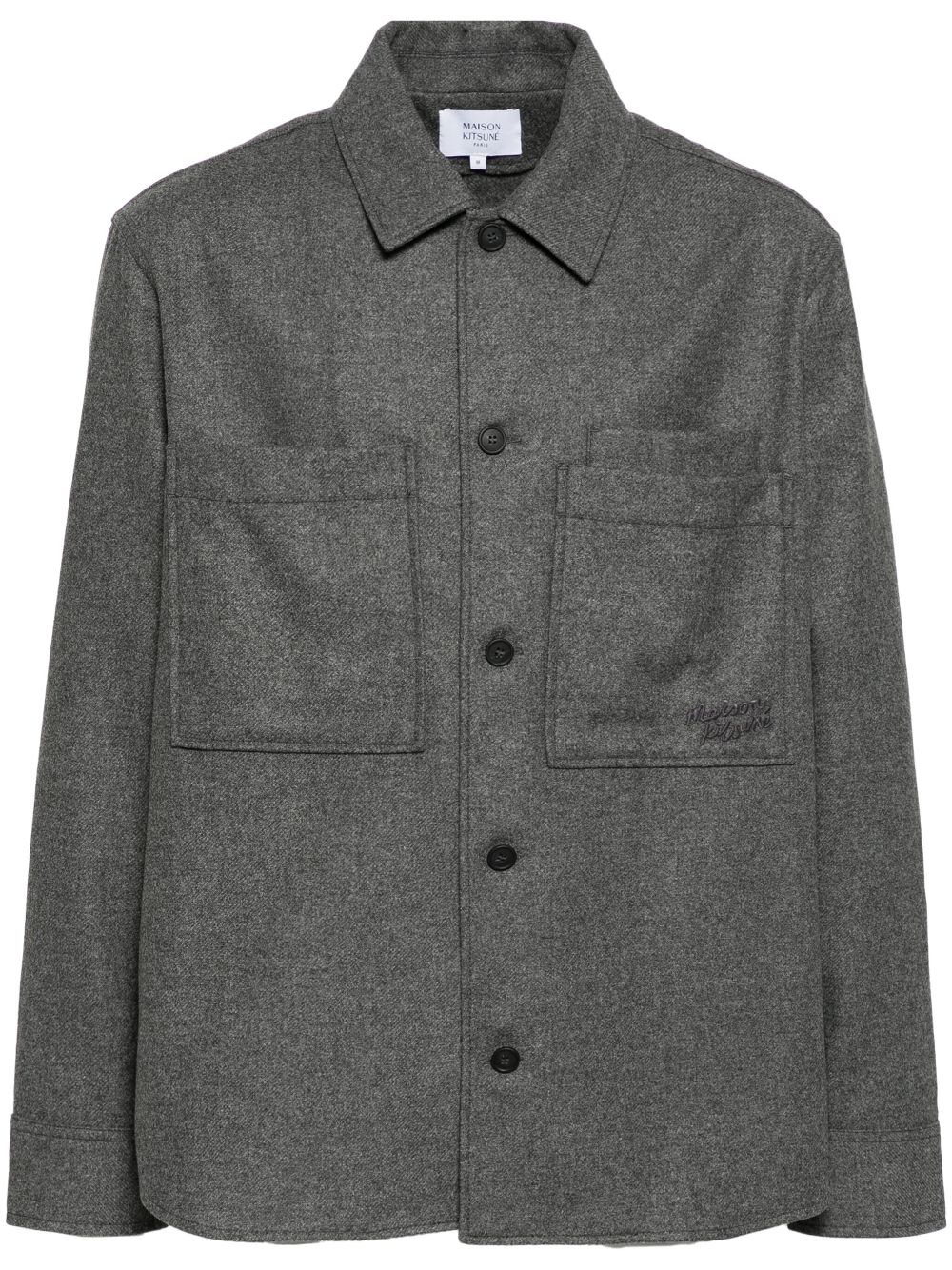 Maison-Kitsune Shirt Jackets Men Maison Kitsuné Flannel Shirt Jacket Grey