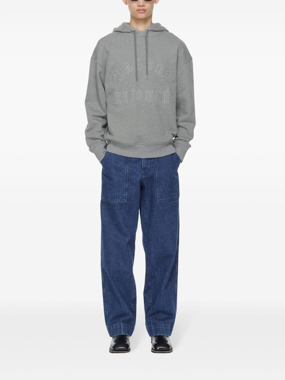 Maison-Kitsune Relaxed-Fit Jeans Men Maison Kitsuné Workwear Jeans Blue