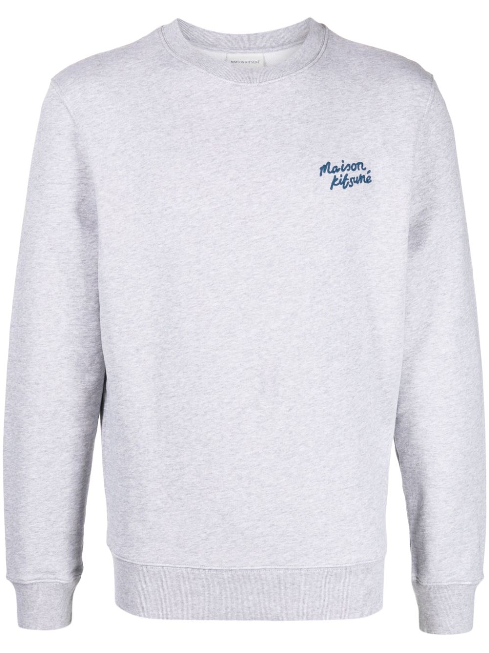 Maison-Kitsune Sweatshirts Men Maison Kitsuné logo-embroidered mélange-effect Sweatshirt Grey