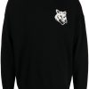 Maison Kitsuné intarsia-knit Fox Wool Jumper Black Men Knitted Sweaters Maison-Kitsune