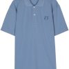 Maison Kitsuné logo-appliqué Cotton Polo Shirt Blue Men Polo Shirts Maison-Kitsune