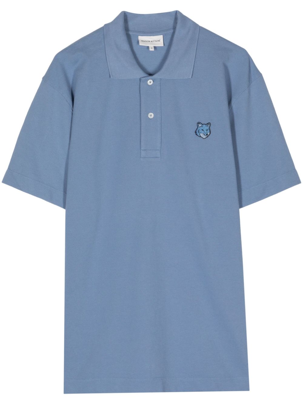 Maison Kitsuné logo-appliqué Cotton Polo Shirt Blue Men Polo Shirts Maison-Kitsune