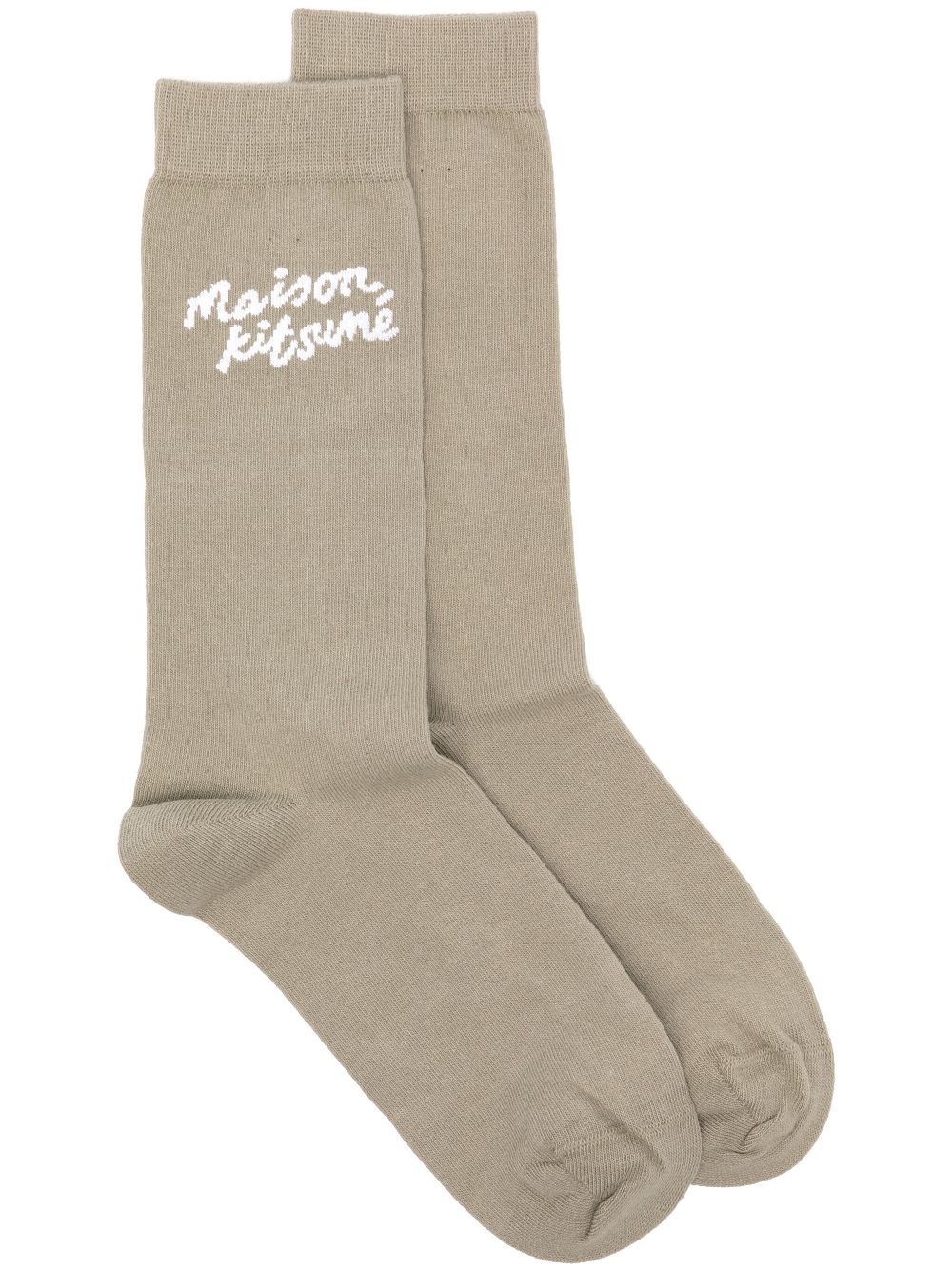 Maison Kitsuné Handwriting Socks Green Men Socks Maison-Kitsune