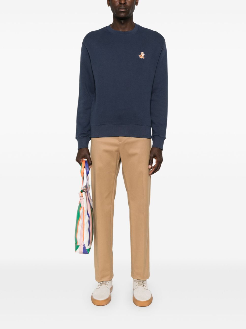Maison-Kitsune Maison Kitsuné Speedy Fox-patch Cotton Sweatshirt Blue Men Sweatshirts