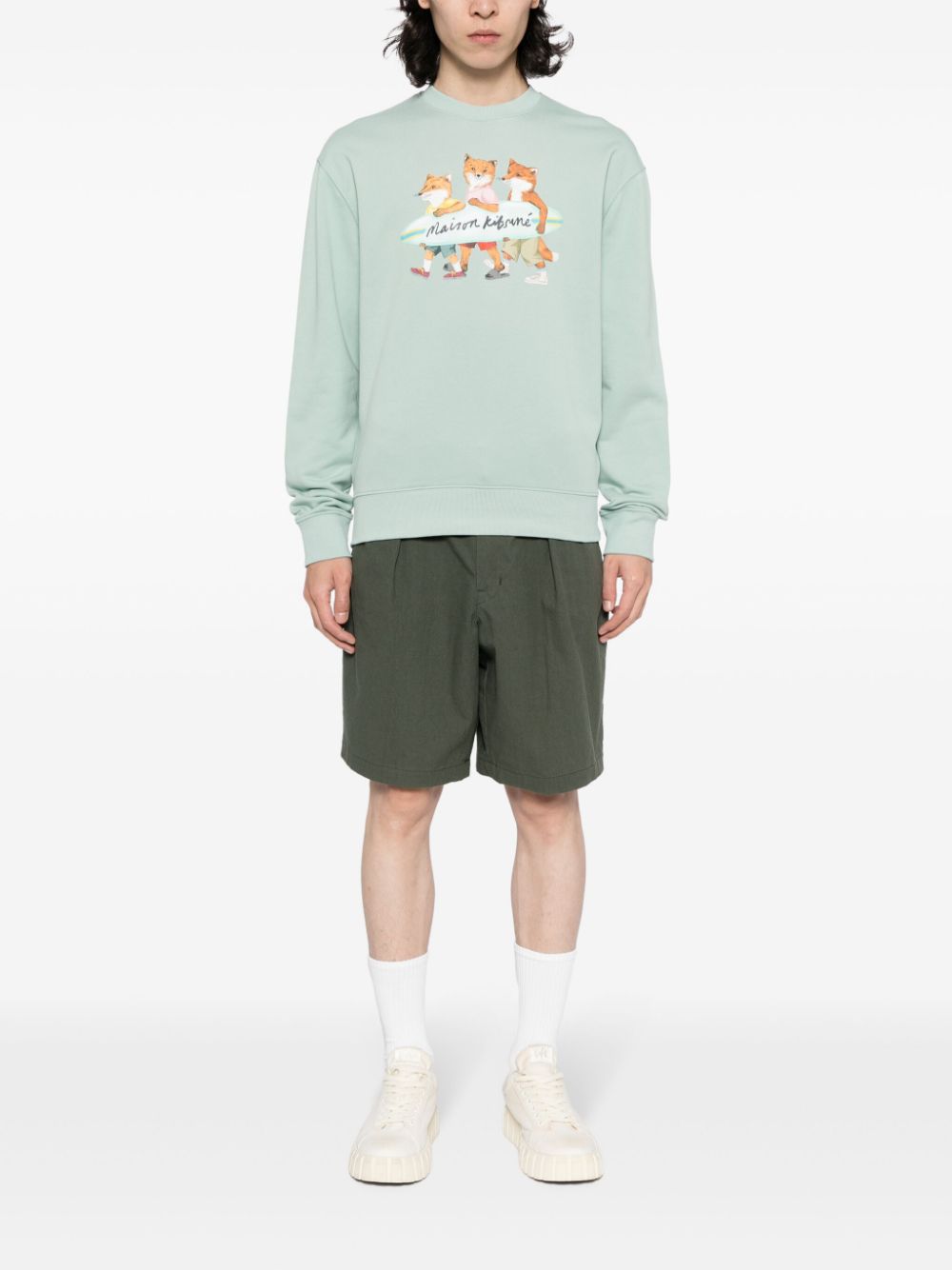 Maison-Kitsune Sweatshirts Men Maison Kitsuné Signature Fox Motif Cotton Sweater Blue