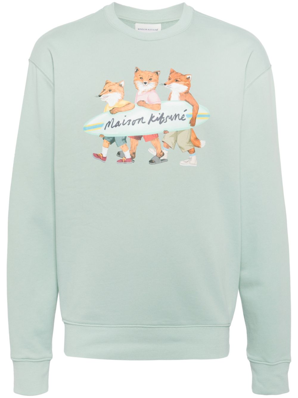 Maison-Kitsune Sweatshirts Men Maison Kitsuné Signature Fox Motif Cotton Sweater Blue