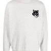 Maison Kitsuné logo-intarsia Wool Jumper Grey Men Knitted Sweaters Maison-Kitsune