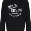 Maison Kitsuné logo-print long-sleeve Sweatshirt Black Men Sweatshirts Maison-Kitsune