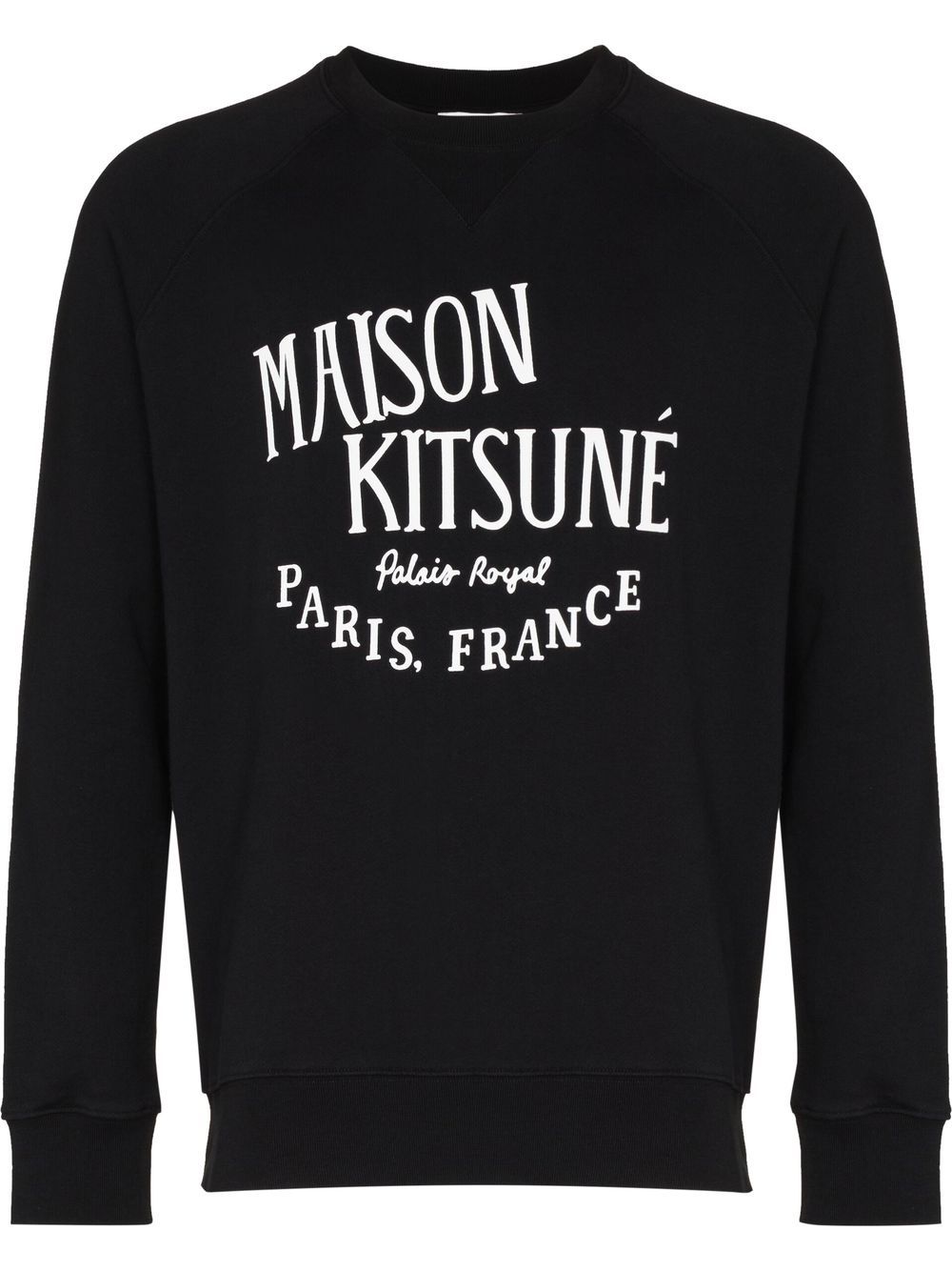 Maison Kitsuné logo-print long-sleeve Sweatshirt Black Men Sweatshirts Maison-Kitsune
