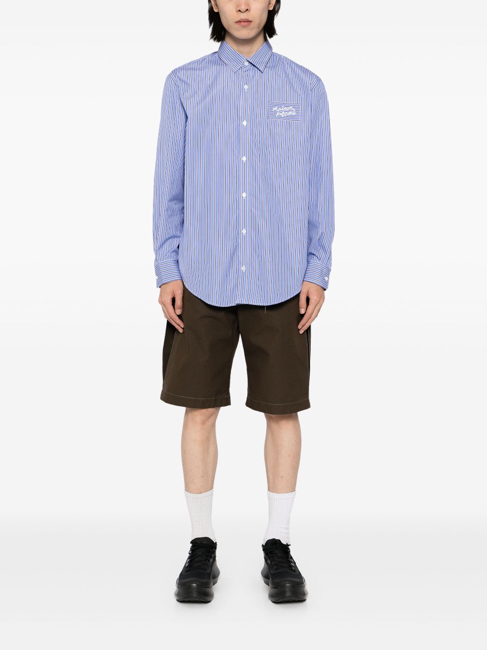 Men Shirts Maison-Kitsune Maison Kitsuné Striped Shirt Blue