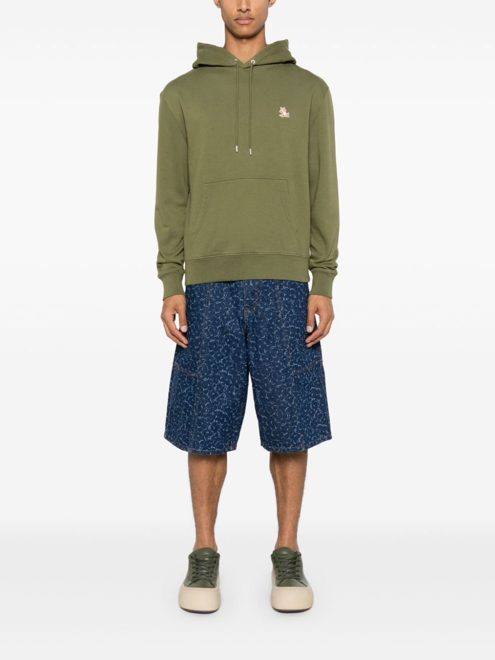 Maison Kitsuné Chillax-Fox Motif Cotton Hoodie Green Men Hoodies Maison-Kitsune