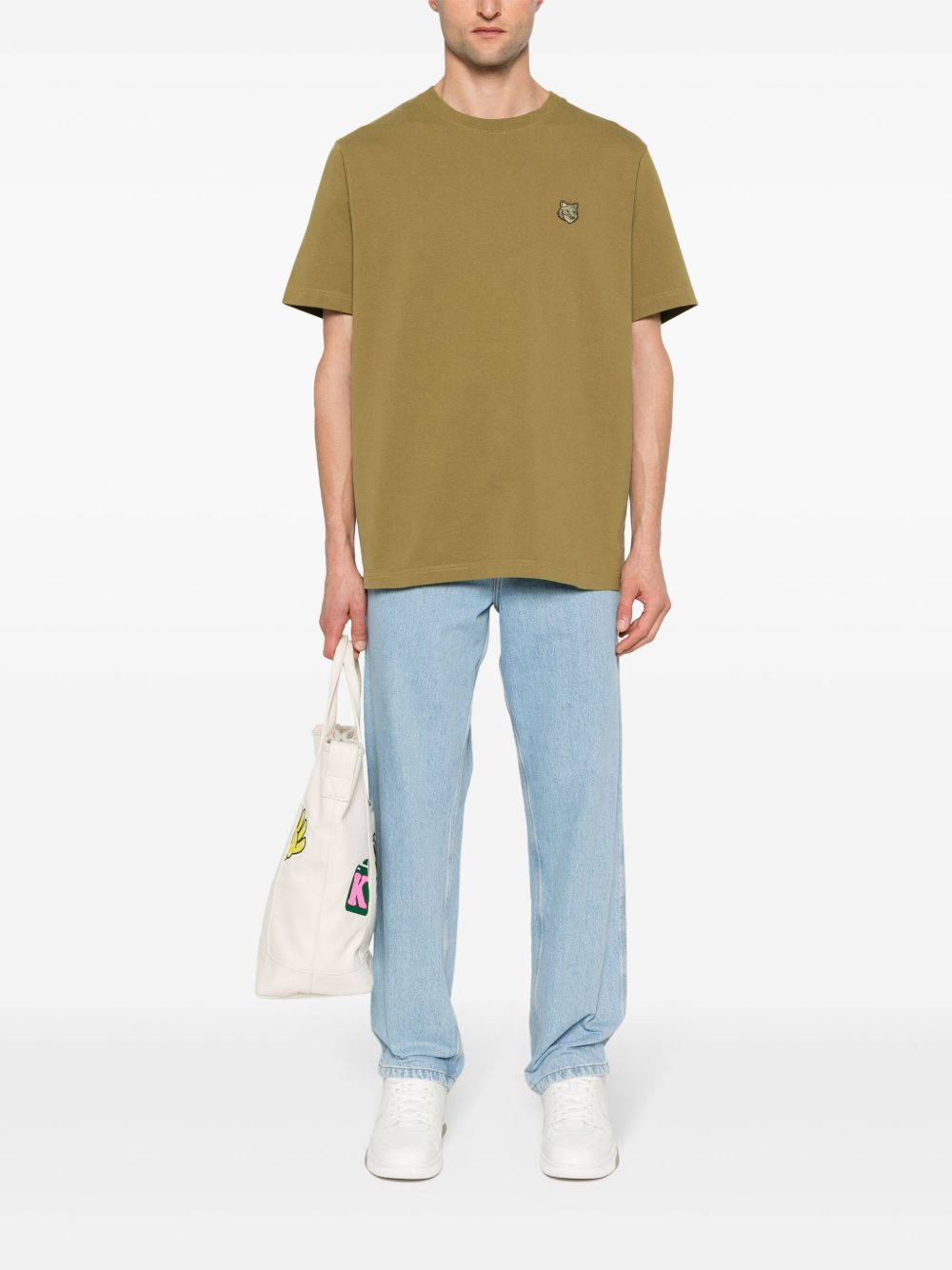 Maison Kitsuné Bold Fox Head Cotton T-shirt Green Maison-Kitsune Men T-Shirts