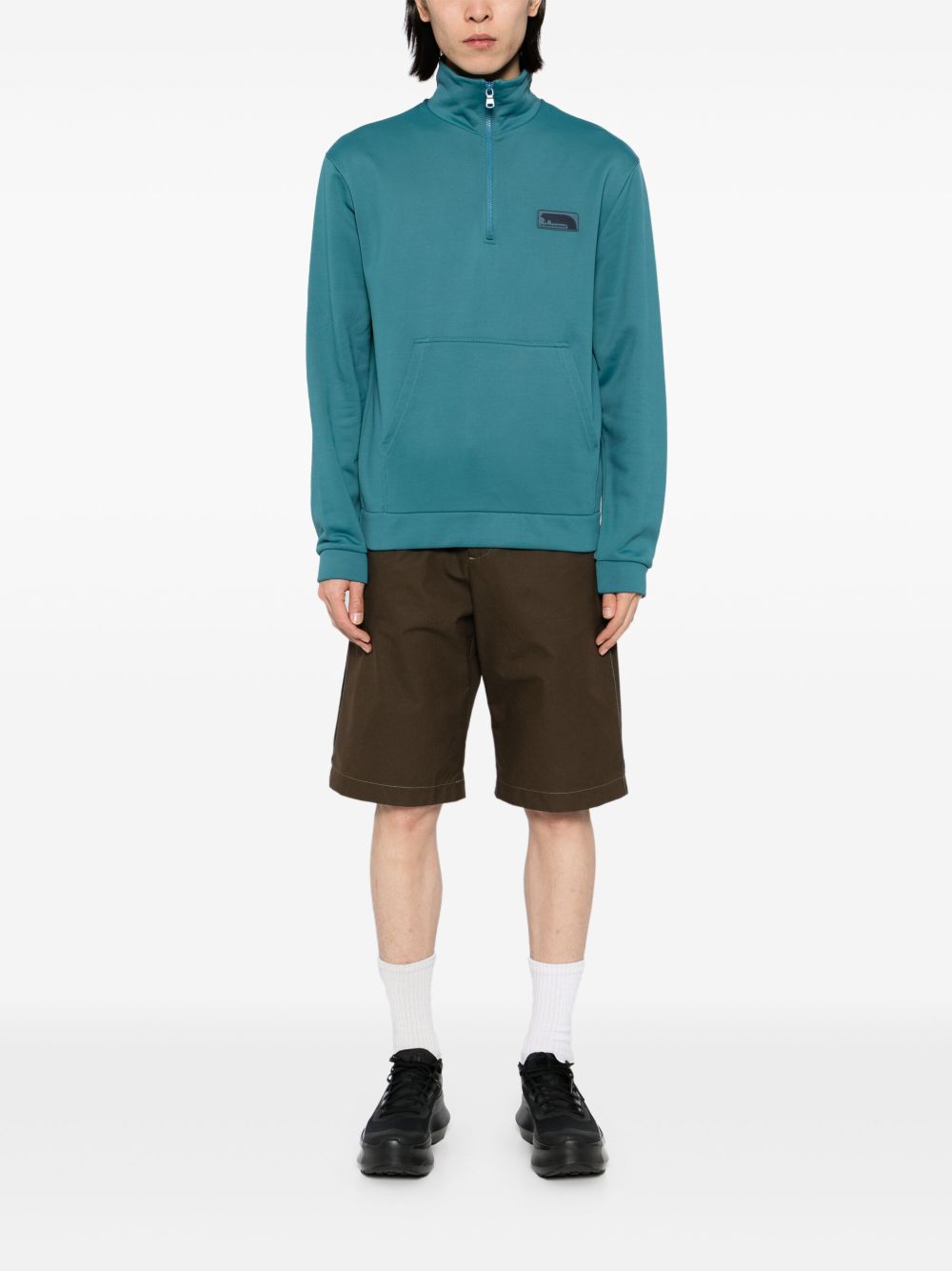 Maison Kitsuné Logo Patched Jacket Blue Men Sport Jackets & Windbreakers Maison-Kitsune