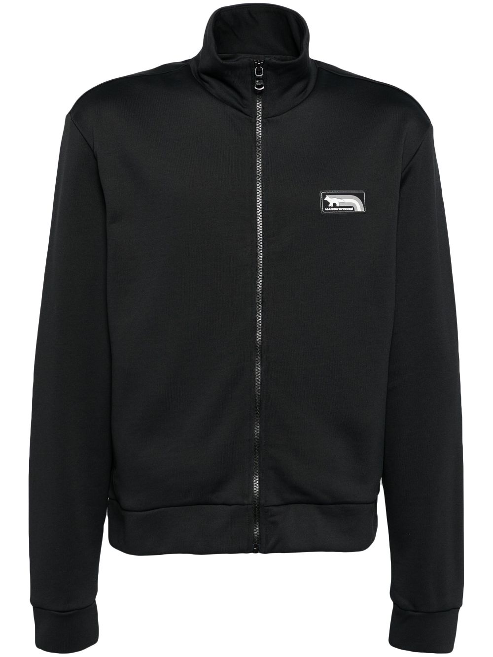 Maison Kitsuné Logo Patched Jacket Black Maison-Kitsune Men Sport Jackets & Windbreakers